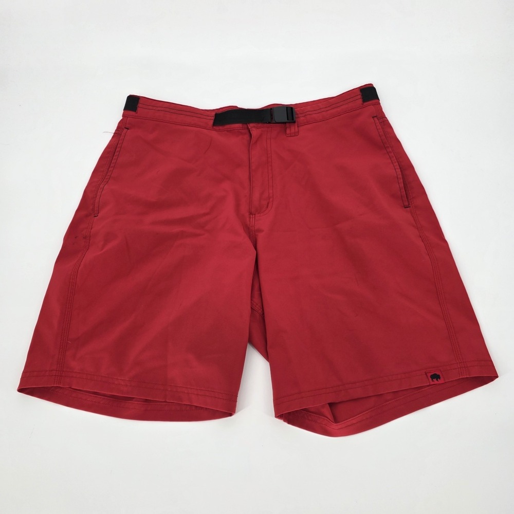 Mountain Khakis Belted Shifter Shorts Men 35 Red Relaxed Fit Hiking Performance